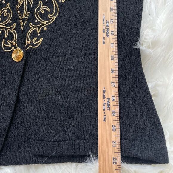 vintage louis marino for jennifer roberts rare gold embroidery cardigan size 8 - Picture 8 of 8